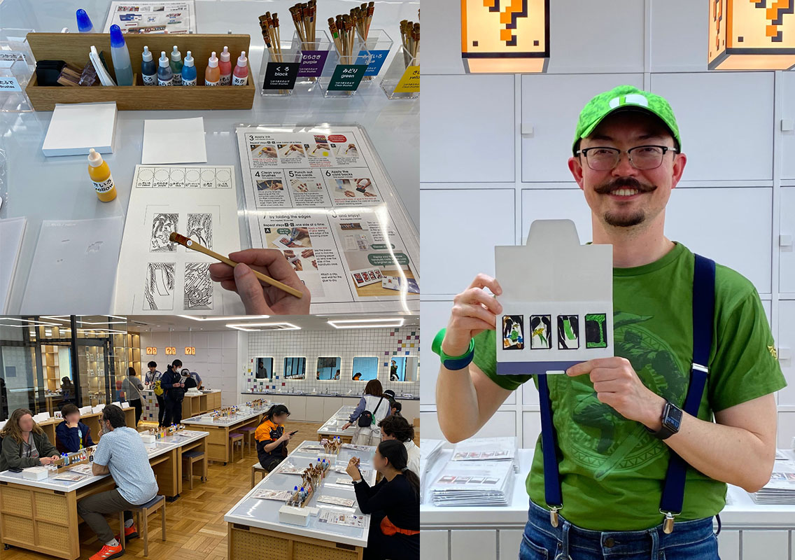 Pictures of Nintendo Museum's hanafuda workshop