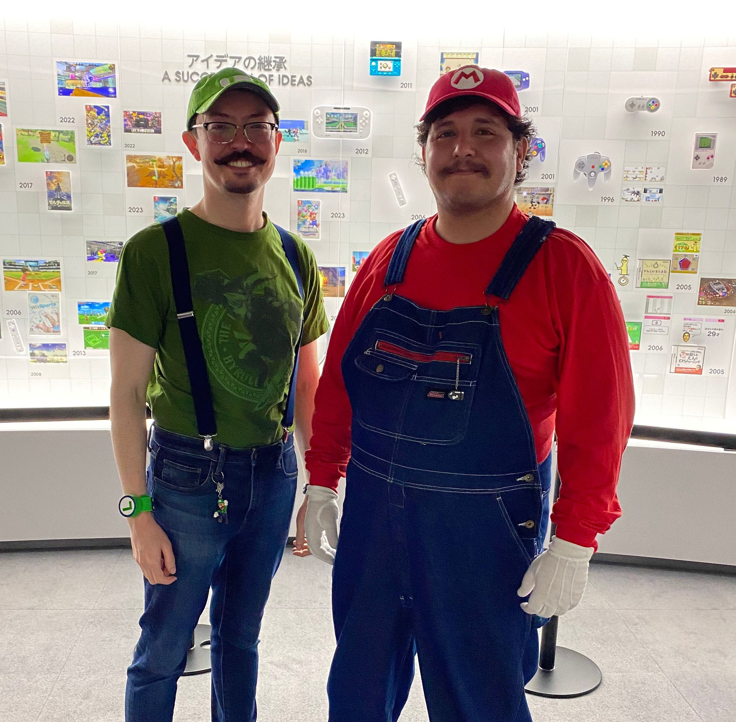 Mario and Luigi cosplay at the Nintendo Museum