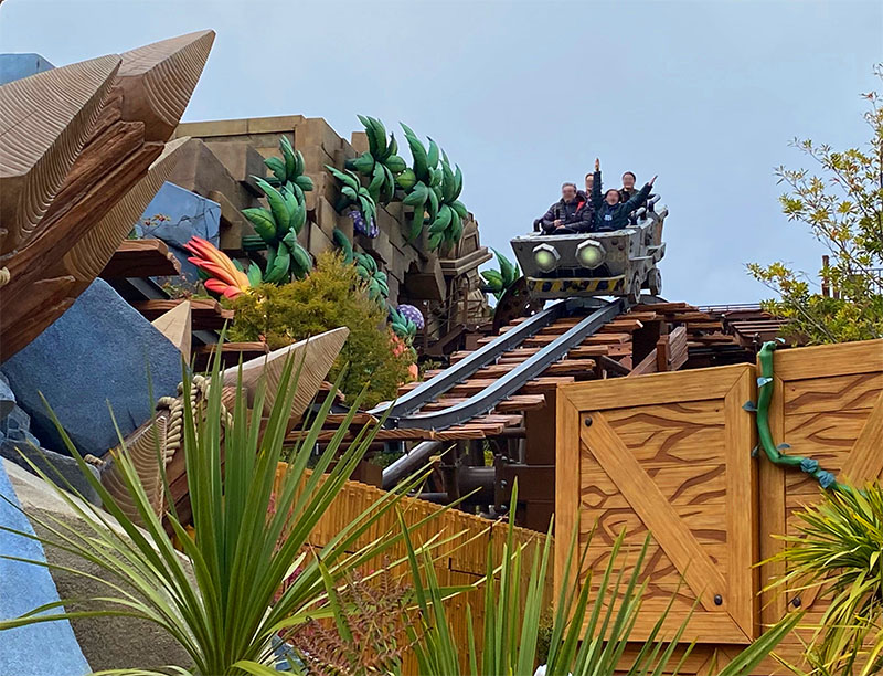 The Mine Cart Madness cart with tourists inside