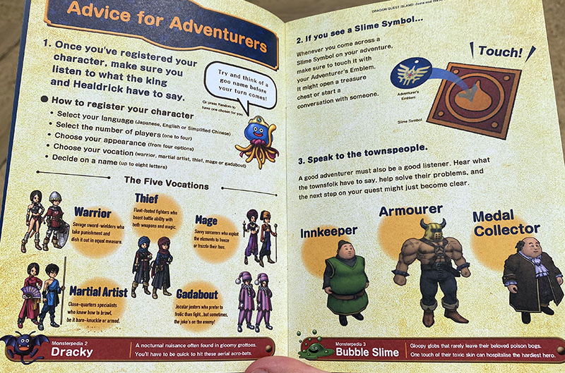 The English explanation on the guide for Dragon Quest Island