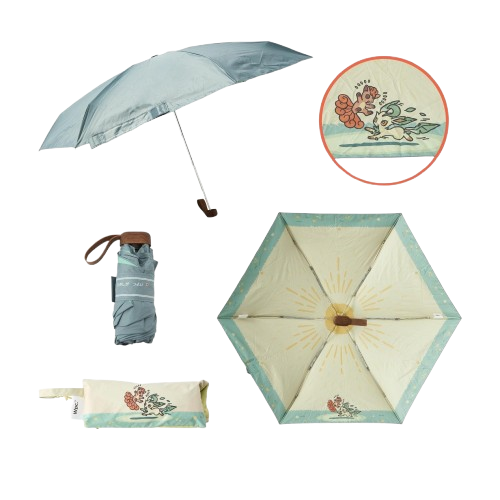 Wpc. Folding UV/Rain Umbrella w/ Pouch – OTENKI TEAM Vulpix & Leafeon (49 cm Rib)